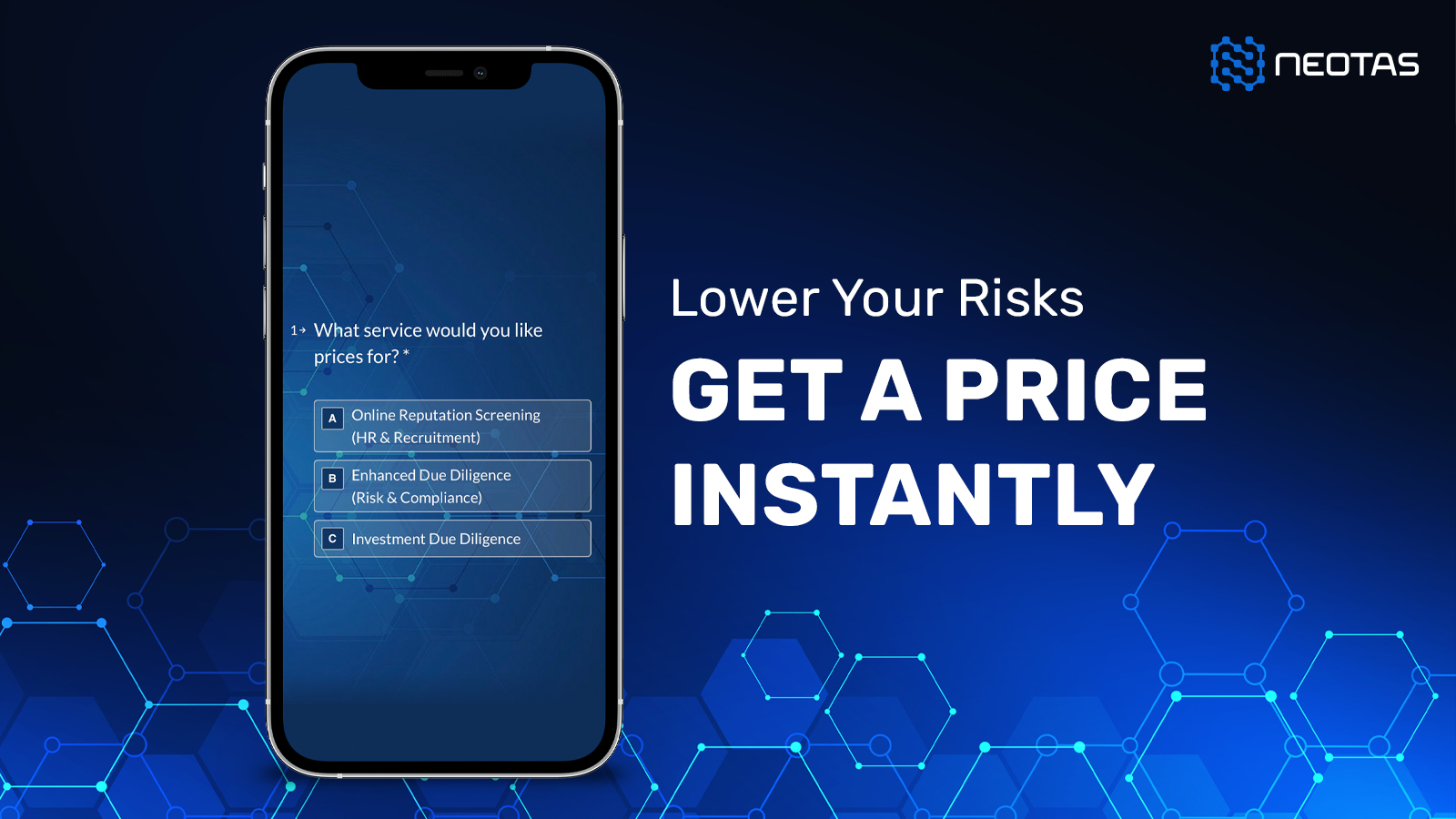 Neotas launch a mobile friendly pricing tool for due diligence and background screening estimates